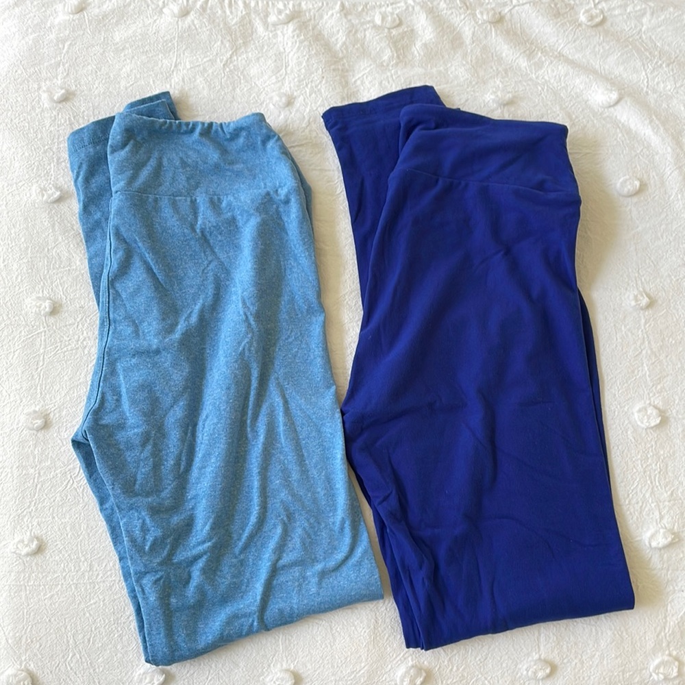 Lularoe Leggings Set if 2. Cobalt blue and light blue.